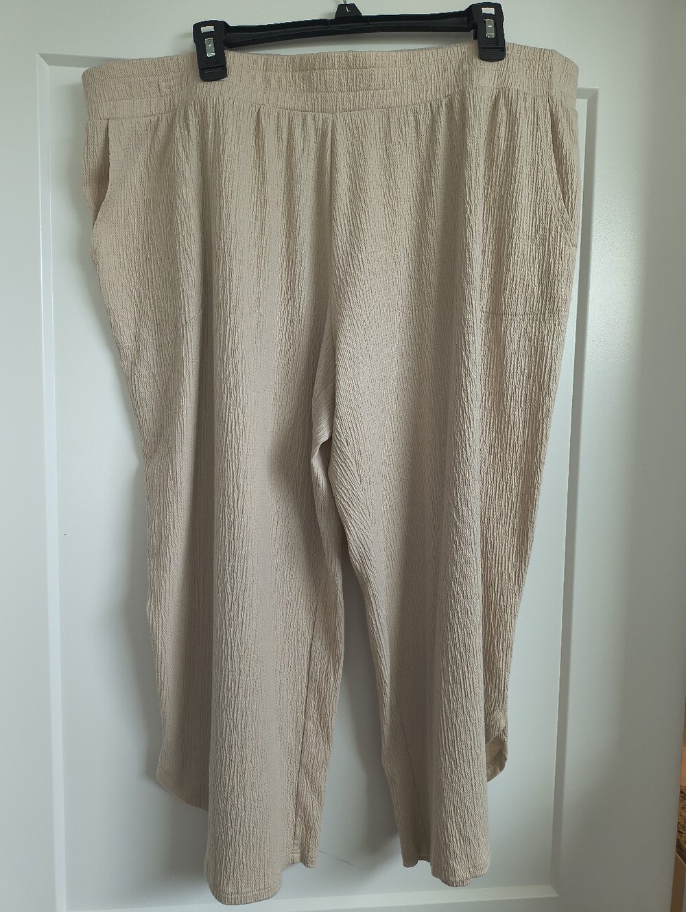 Belle by Kim Gravel Packabelle Gaucho XLP Pull On Wide Leg Crop Pants Beige